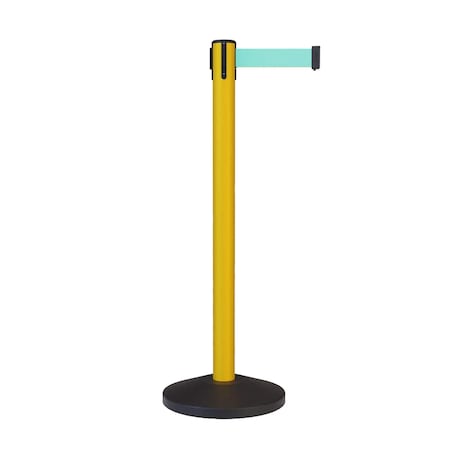 Montour Line Stanchion Belt Barrier Yellow Post 11ft. Light Green Belt ES400-YW-LGN-110
